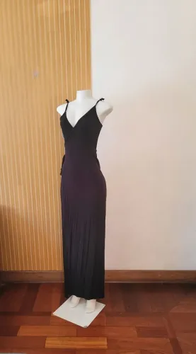 Vestido longo preto transpassado P