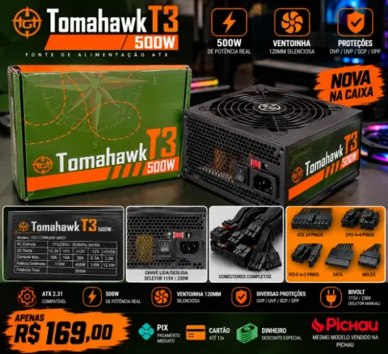 Fonte TGT Enfield, 500W Bivolt