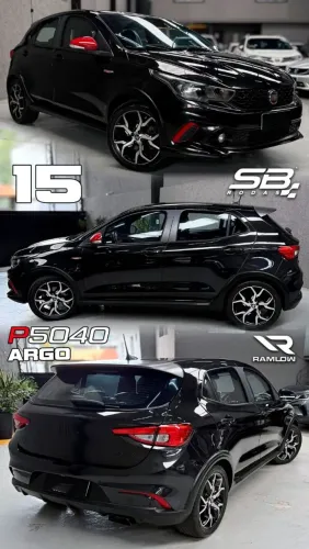 Rodas Fiat Argo aro 15 preta com diamantado 4x98 novas
