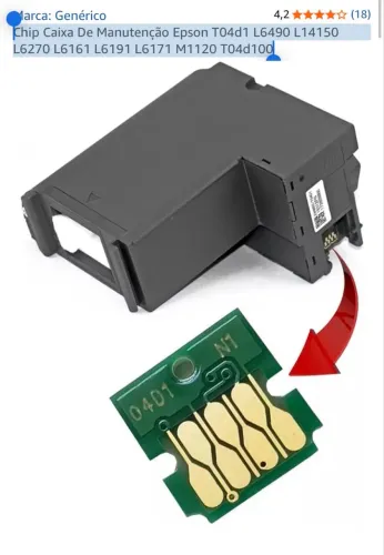 Chip Caixa De Manutenção Epson T04d1 L6490 L14150 L6270 L6161 L6191 L6171 M1120 T04d100