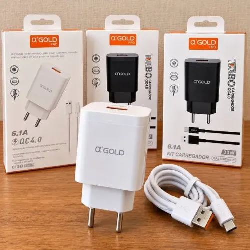 Carregador Rápido Tipo C Turbo 30W Agold - R$ 39,99