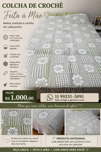 Colcha de croché feita a mão
