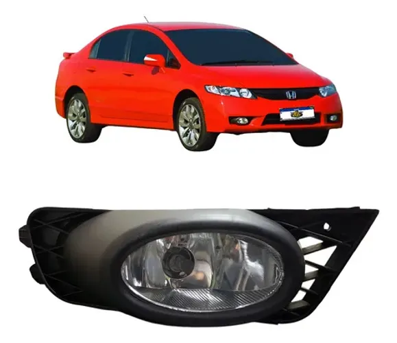 Farol De Milha Direito Civic 2009 2010 2011 Com Grade Transparente
