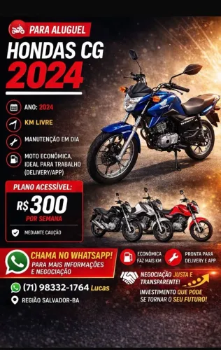 MOTO PRA LOCAÇÃO SEMANAL
