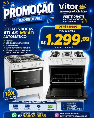 OFERTAS DE FOGÃO APARTI DE 890.00 10 X SEM JUROS NOS CARTÃO DE CRÉDITO
