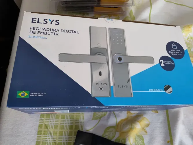 Fechadura Digital de Embutir com Biometria, Elsys, ESF-DE2000B, Prata, na caixa lacrado.