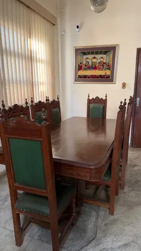 Mesa de Jantar Madeira Maciça Entalhada 8 lugares
