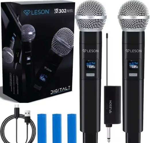 Microfone duplo sem fio leson