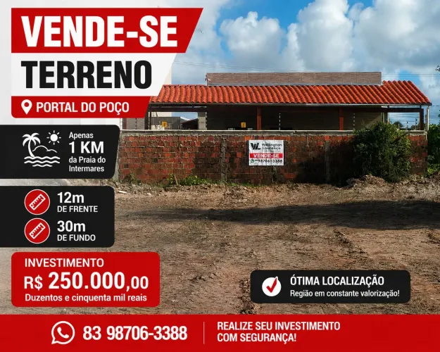 Terreno a 1 km da Praia de Intermares!
