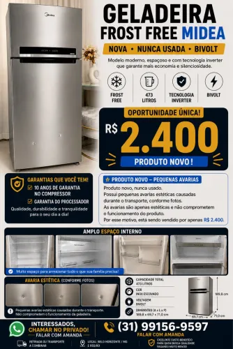 GELADEIRA MIDEIA 473 L INOX (NOVA)