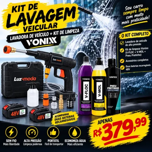 Kit lavadora alta pressão + Kit limpeza Vonix
