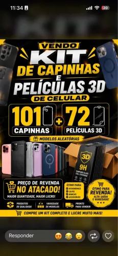 Kit capinhas e películas para revenda