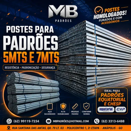 Postes galvanizados de 5 e 7 metros