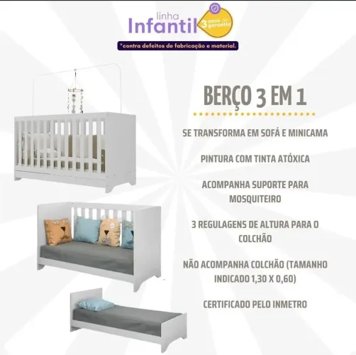 Berço infantil 3 em 1