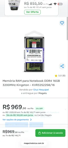 Memória ram de notebook Ddr4 3200 MHz Nova