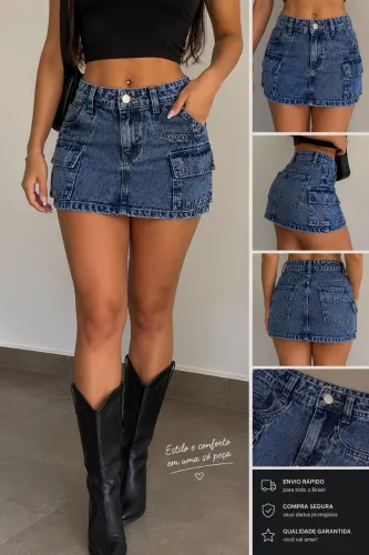 Saia jeans cargo grafite