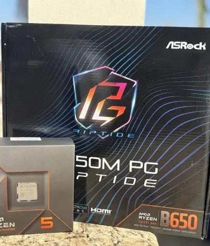B650m riptide pg arock + ryzen 5 7600x kit upgrade am5 oportunidade 