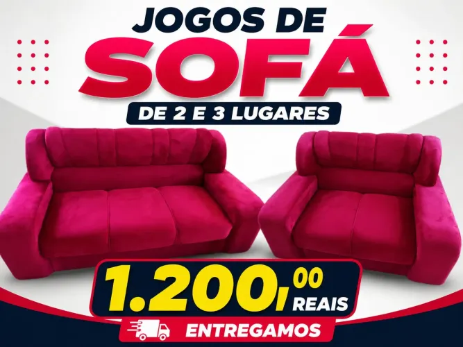 JOGO DE SOFÁ 2 E 3 LUGARES NOVOS 