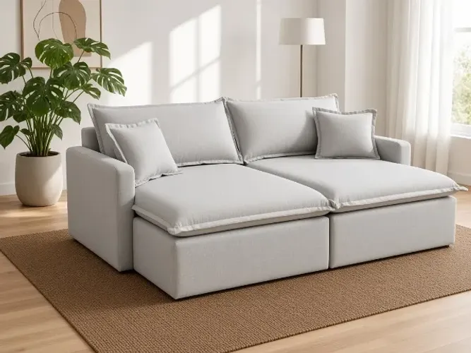 Sofá Cama Kioto 2,20m Linho Espuma D28 (NOVO A PRONTA ENTREGA)