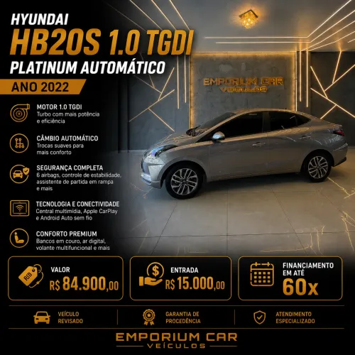 Hyundai HB20S Platinum Plus 1.0 TB Flex 12V AUT 2022
