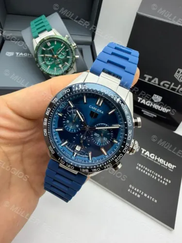 Tag Heuer Carrera Azul Pulseira de Borracha