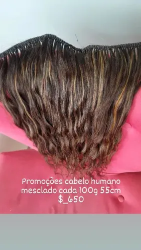 Promoções cabelo humano mesclado cada 100g 55cm $650  na cor loiros cada tela 100g 55cm 