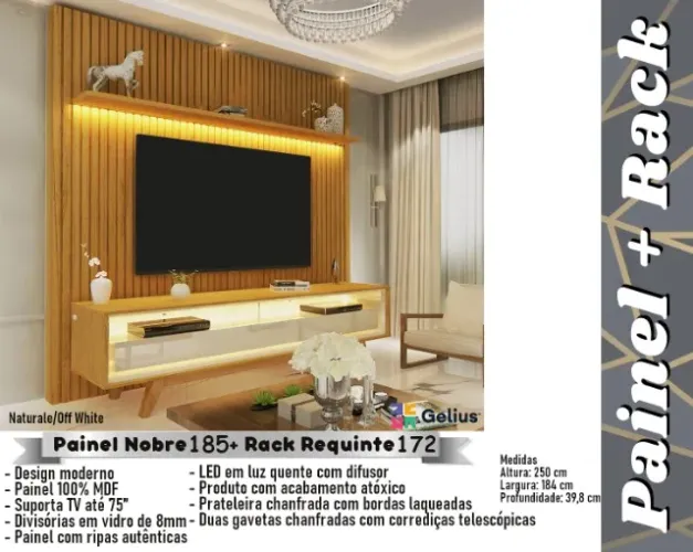 sala rack painel home ripado