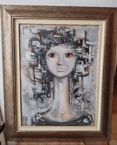 Quadro Antigo Decorativo de Mulher Estilizada, 85x70 - LER ANÚNCIO