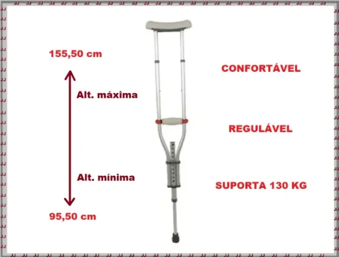 Muleta em alumínio regulável suporta 130 kg