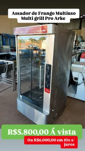 ASSADOR DE FRANGO MULTIUSO MULT GRILL PRO ARKE USADA 3 MESES DE GARANTIA