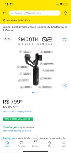 Estabilizador Zhiyun Smooth Q2 Cardan Bolso P Celular