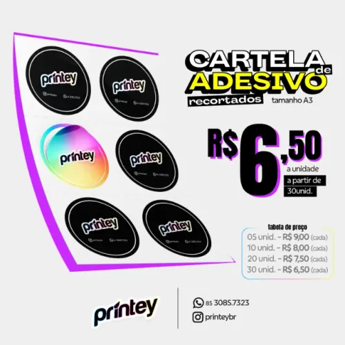 Cartela de Adesivos Recortados e Personalizados para Rotulos e Embalagens