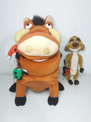 Pelúcias Antigas do Timão e Pumba Rei Leão dos Anos 90 Original da Walt Disney
