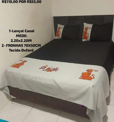 Lençol Casal + 2 Fronhas tecido Oxford 