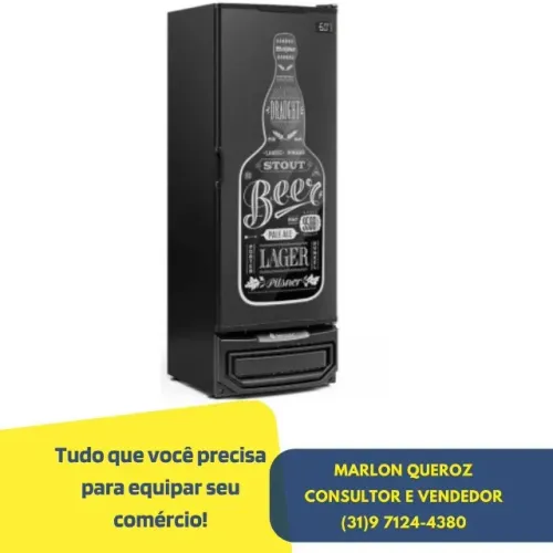 Cervejeira 400 Litros Gelopar Preta Porta Cega