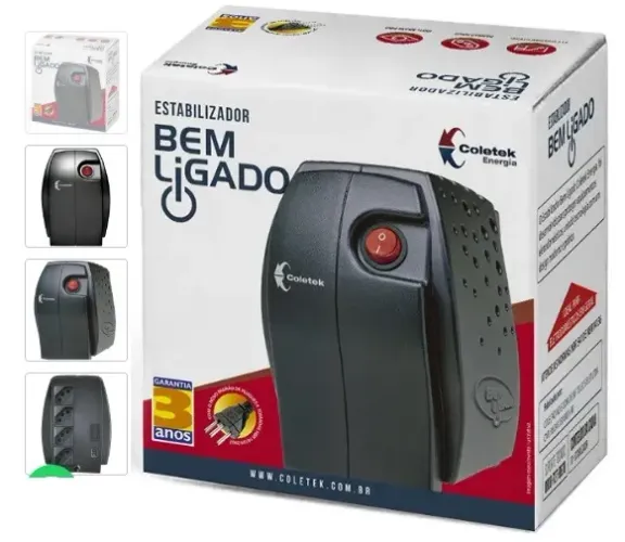 Estabilizador ES-500VA Bivolt Manual 115V BEM Ligado Coletek Energia
