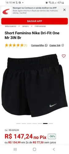 Short da NIKE FEMININO 