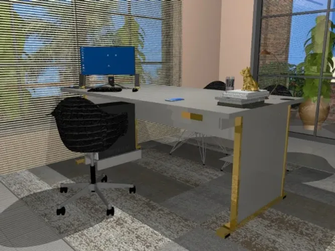 Mesa Diretor Gold Delluxe. Woods. L182cm x P80cm