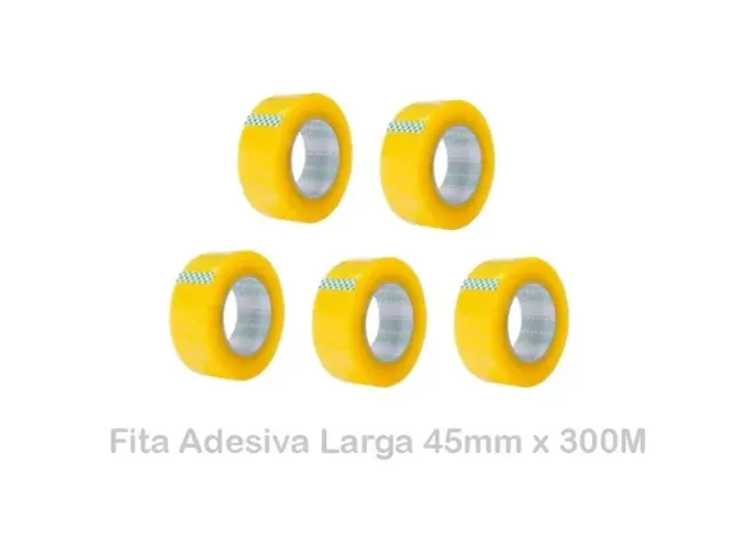 Fitas Largas Adesivas Durex Transparente 300m Embalar, Kit 05 Un.