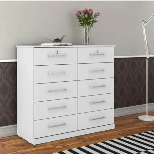 !!! ENTREGA GRATIS !!! Cômoda Vane 006 Branco 10 Gavetas Larg. 1.18m - JL Móveis