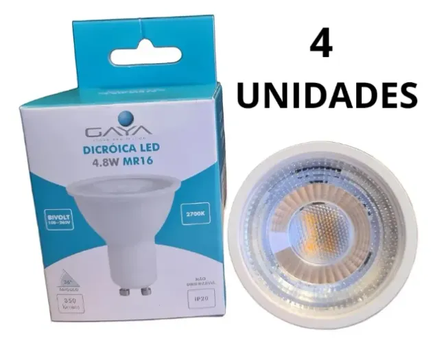 Lâmpada GU10 LED Dicróica 4,8W Bivolt, 350LM, Luz Amarela 2700K novas - Freguesia JPA