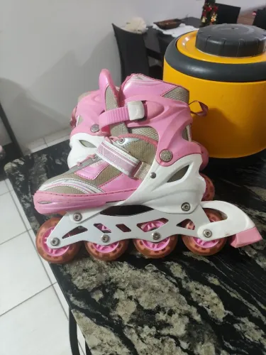 Patins Inline Roller Ajustável Infantil/juvenil ROSA