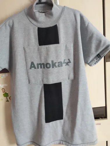 Vestido Amoka cinza com detalhes em preto