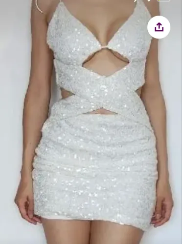 Vestido paetê JOHN JOHN branco