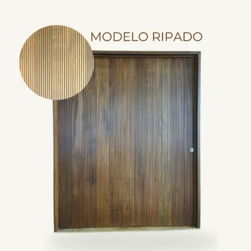 Porta Ripada Madeira Maciça Pivotante