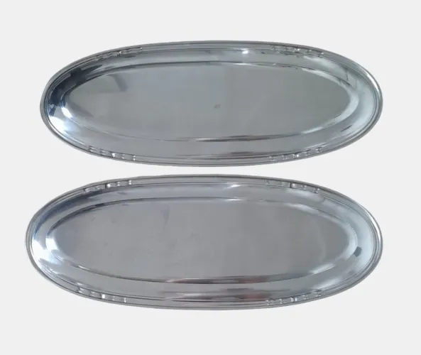 2 Travessas Ovais de Aço Inoxidável - 60 cm