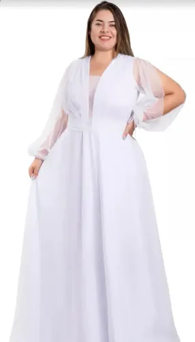Vestido De Noiva Tule Civil 