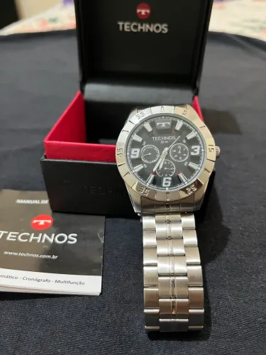 Relógio Technos Masculino Racer Prata 50 M . Novo