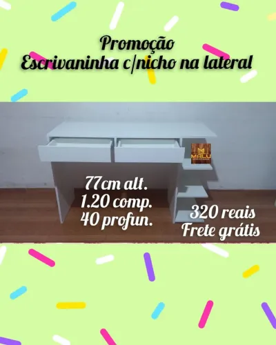 Escrivaninha com Nicho Lateral em Promoção