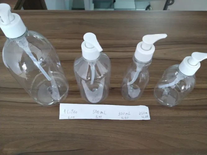Frascos com válvula pump para álcool em gel ou sabonete líquido
